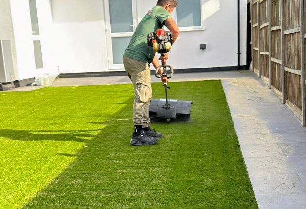 garden maintenance with machine