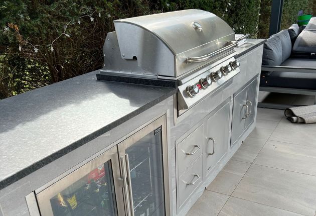 Outdoor kitchen materials and appliances designed and built by LG Pro Landscaping