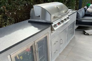 Outdoor kitchen materials and appliances designed and built by LG Pro Landscaping