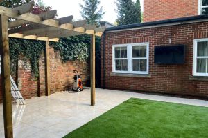 Wooden pergola designed and built by LG Pro Landscaping